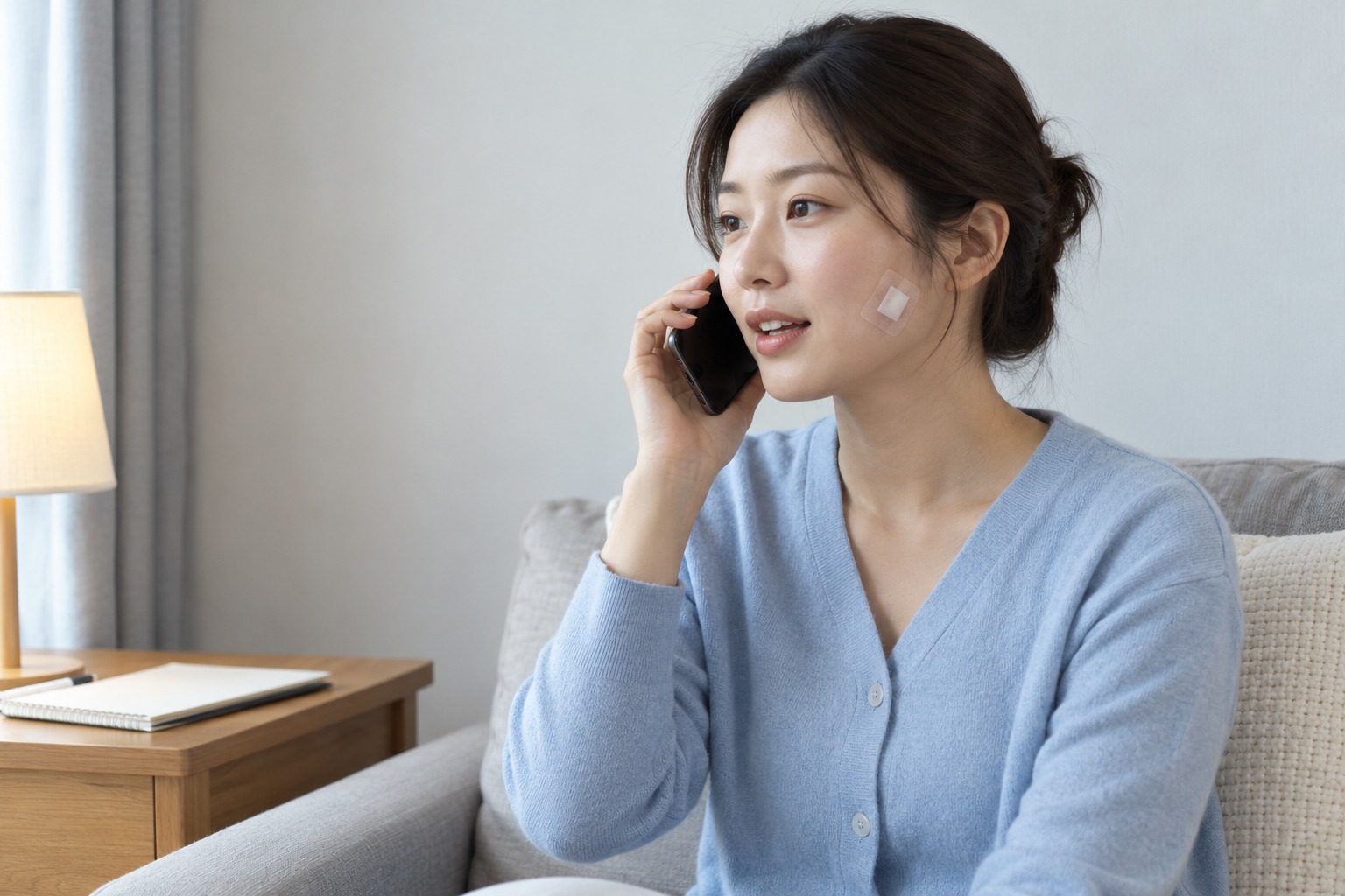 회복 중 변화를 병원에 전화로 알리는 AI 생성 가상 인물